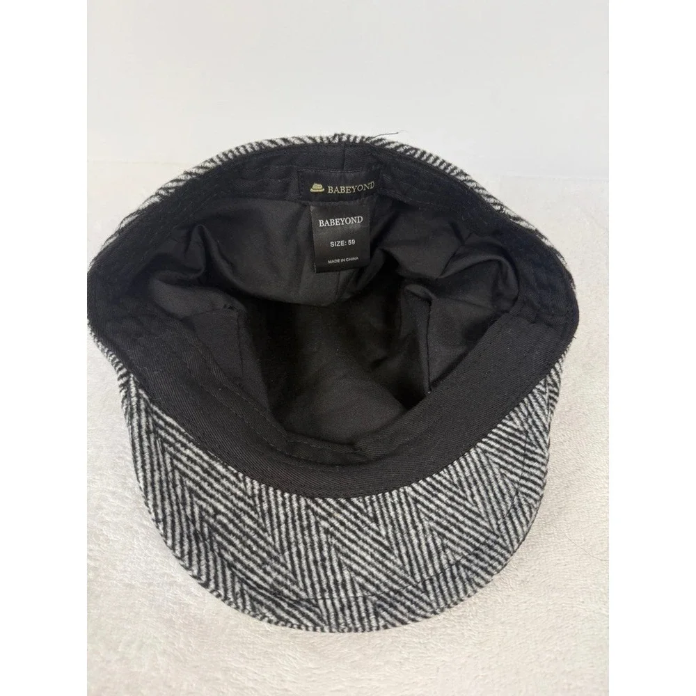 BABEYOND Gray Herringbone Newsboy Flat‎ Cap Size 59